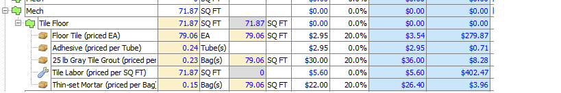 Screen Capture of Calculations