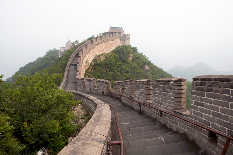 Great wall of china in the fog