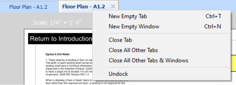 Tab management example inside the PlanSwift 11 user interface